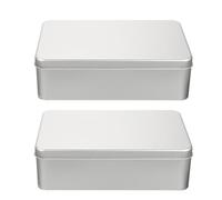 KOMBIUDA 2 Cajas de Hojalata Plata Diseño Simple y Acabado Fino Tapa Capacidad Adecuada y Ligero Peso para Embalaje de Postres y Galletas para Uso Decorativo