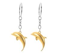 KOMBIUDA 2 llaveros pequeños de delfín - Bonito llavero de metal con forma de animal marino - Dijes colgantes para bolsos, carteras, regalos de fiesta