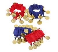 KOMBIUDA 2 Pares Pulseras para Danza del Vientre con Lentejuelas Brazaletes Rojos y Azul Real para Mujer Accesorios Indios para Fiesta y Festival
