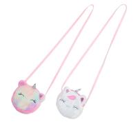 KOMBIUDA 2 Piezas Bolso Bandolera Unicornio de Felpa para Niña Monedero con Cremallera para Monedas y Llaves Pequeño Bolso Cruzado para Viaje y Uso Exterior de Unidades Teñido