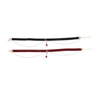 KOMBIUDA 2 Piezas Gargantilla de Terciopelo Ajustable con Cadena de Clavícula Negro y Burdeos Collar de Capas Gótico para Mujer Joyería para Bodas Fiestas y Halloween
