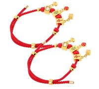 KOMBIUDA 2 Piezas Pulseras Chinas de Mahjong Vintage para Mujer Brazaletes Trenzados Hechos Mano con Amuletos de Feng Shui Accesorios Versátiles para Diario y Celebraciones