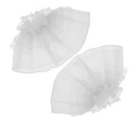KOMBIUDA 2 Piezas Puños de Muñeca de Encaje Blanco Desmontables Estilo Lolita con Mangas Campana Extraíbles para Novia y Fiesta de Boda