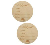 KOMBIUDA 2piezas Cartel De Anuncio De Nacimiento Redondo De Madera Para Bebés Signo Personalizado De Nombre De Recién Nacido Decoración Especial Para Celebrar La Llegada