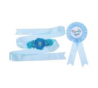 KOMBIUDA 2piezas Cinturón De Maternidad Insignia Floral Para Shower y Fiesta De Revelación De Género Sash Broche De Color Azul