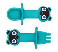 KOMBIUDA 2piezas Cubiertos Para Bebés Tenedor y Cuchara Diseño De Cartoon Utensilios Ergonómicos Para Alimentación Infantil Degradado