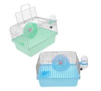 KOMBIUDA 2piezas Jaula de Viaje para Hámsteres Unidades Portátil para Mascotas Pequeñas con Botella de Agua y Rueda de Ejercicio para Transporte y Uso Casa