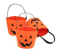 KOMBIUDA 3 Piezas bolsa de dulces de halloween tratar bolsas de dulces pequeños cubos de calabaza Accesorio de disfraces para o cubo de fiesta de calabaza sintió Naranja