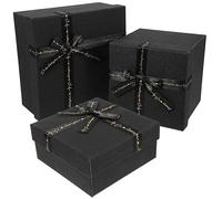 KOMBIUDA 3piezas Cajas De Negras De Cartón Para Presentaciones Elegantes y Almacenamiento Para Bodas Cumpleaños y Ocasiones Especiales