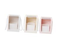 KOMBIUDA 3piezas Cajas Transparentes De Flores Ventana Cajas De Empaque Portátiles Para De Flores Diseño Cuadrado y Beig
