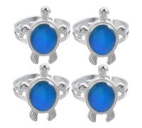 KOMBIUDA 4 piezas Anillo de Estado de Ánimo Tortuga Cambio de Color Sensible Anillos Unisex Emociones Temperatura Respuesta