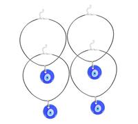 KOMBIUDA 4 Piezas Collar Ojo Turco Azul para Mujer Colgante de Vidrio Redondo Amuleto de Protección Afortunada Joyería Estética y Delicada para Uso Diario
