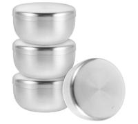 KOMBIUDA 4 Piezas Tazón de Afeitar de Acero Inoxidable 304, Set de 4 Unidades de 8.5 CM con Tapa, Cuenco para Crema y Espuma de Afeitar para Hombres, Portátil y Fácil de Limpiar, Adecuado