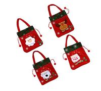 KOMBIUDA 4piezas Adorable Christmas Party Candy Tote Bags Nonwoven Bags with Cartoon Patterns Reindeer Snowman Bear Old