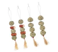 KOMBIUDA 4piezas Juguetes Masticables para Conejos y Cobayas Pelotas De Hierba Tejida para Roedores Pequeños Juguetes para Hámsters y Chinchillas para Mantener Dientes Sanos