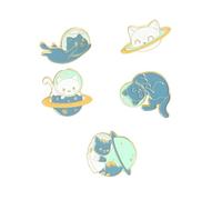 KOMBIUDA 5 piezas Broches Diseño de Planetas y Gatos Caricatura de Accesorios de Ropa Creativos y Duraderos para Personalizar Prendas