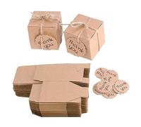 KOMBIUDA 50 Juegos Caja de dulces de papel kraft cajas gracias etiquetas contenedor de cupcakes de papel giftcrad candy box bomboneras cajitas de carton suministros para festivales