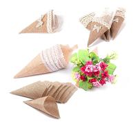 KOMBIUDA 6 Piezas Bolsa de Flores para Bodas Organizador de Flores para Showers y Cumpleaños Cono de Arpillera Unidades