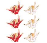 KOMBIUDA 6 Piezas Broche de Mil Grullas de Accesorios de Ropa Broche de Grúa Decorativo para Mochilas Pin de Solapa de Origami Insignias Lindas Paquete