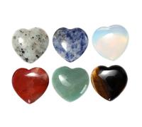 KOMBIUDA 6 Piezas Cristal natural amor piedras preciosas artesanías piedras preciosas de colores amor cristales de palma corazón tallado decoración ornament corazones de piedra joya
