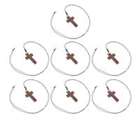 KOMBIUDA 7 piezas de cadena cruzada para hombre: Cruces de madera - Collar con crucifijo, colgante de madera, dije vintage ajustable para hombre y mujer.