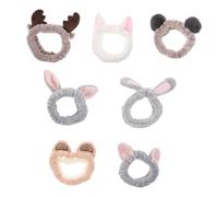 KOMBIUDA 7 piezas Diademas Elásticas Suaves para Lavar la Cara con Orejas de Animales Banda de Maquillaje Cómoda para Cuidado Facial y Mascarillas Diseño Compacto y Ligero para Mujer