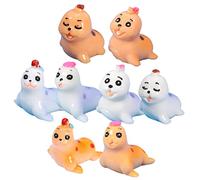 KOMBIUDA 8piezas Adornos De Leones Marinos Decoración De Acuarios Miniaturas De León Marino para Escritorio Adornos para Peceras De Resina Decoraciones para Acuarios De Mesa Suministros Par