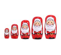 KOMBIUDA Adorno Papa Noel Primero muñecos de anidación de Navidad Favor de la Fiesta de Navidad Natividad Padre navideños Christmas Diseño de Matryoshka De Madera Rojo