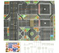 KOMBIUDA Alfombra Educativa de Señales de Tráfico, Juego de 18 Piezas de Modelos de Señales, Mapa de Ciudad Grande para Aprendizaje Vial y Desarrollo Temprano