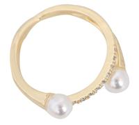 KOMBIUDA Anillo Ajustable de Mujer Cruzado con Perla, Joyería de Moda Vintage, Abierto y Elegante para Fiesta y Uso Diario, Tamaño Único