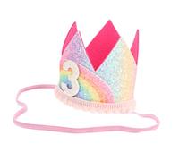 KOMBIUDA arcoiris cumpleaños sombrero niño número sombrero hair topper gorro cumpleaños tiara sombrero número cumpleaños lentejuelas Venda bebé