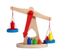 KOMBIUDA Balanza de Madera Educativa para Niños, Herramienta Didáctica de Cálculo Numérico, Tamaño Mediano, Material Madera Natural, Juguete Infantil para Desarrollo Cognitivo