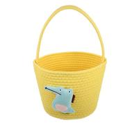 KOMBIUDA Bolso Tejido a Mano Cesto De Ropa Sucia Con Tapa Cesta De Almacenamiento Pequeñas Cestas De Mimbre Cestas De Almacenamiento Cesto De La Ropa Juguetes Hucha Cuerda De Algodón Yellow