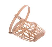 KOMBIUDA Bozal para Perro Antimordeduras Ajustable de Plástico y Cuero PU, Cesta Transpirable, 7 Tamaños, Color Albaricoque, Protección para Entrenamiento y Control de Ladridos, Perros