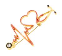 KOMBIUDA Broche Estetoscopio Creativo Forma de Corazón con Electrocardiograma Alfiler de Moda para Mujer Decorativa para Ropa y Accesorios
