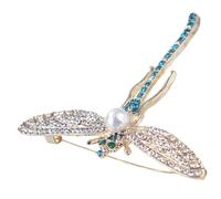 KOMBIUDA Broche Libélula Perlas y Cristales para Ropa de Mujer Diseño Elegante para Chal Suéter o Sombrero Accesorio de Moda para Regalos Cumpleaños y Fiestas