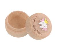 KOMBIUDA Caja de Madera para Guardar Dientes Deciduos de Niños, Ligera Diseño de Patrón de Dibujos Animados, Adecuado para Conservar Primer Diente y Cabello Fetal