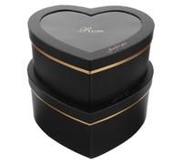KOMBIUDA Cajas de Obsequio Vacías en Forma de Corazón Negras, Papel Maché, Ventana Transparente, Set de 2 Tamaños para San Valentín, Adecuado para Perfumes, Flores y Maquillaje