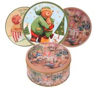 KOMBIUDA Cajas Metálicas de Hojalata para Galletas y Dulces Diseño Navideño, Pack de 4 Unidades para Almacenamiento y Embalaje en Fiestas Infantiles y Navideñas Estilo Varios estilos