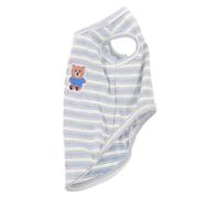 KOMBIUDA Camiseta sin Mangas para Perros Pequeños Talla M, Chaleco de Algodón Transpirable a Rayas Azul para Cachorros Machos y Hembras, Ropa Cómoda para Paseos y Uso Diario