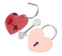KOMBIUDA Candados Pequeños Llave en Forma de Corazón 2 Grandes en Rojo y Rosa Cerraduras Equipaje Diario y Casillero Ideales como Obsequio y Aniversario