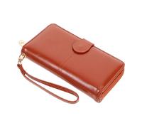 KOMBIUDA Cartera para Mujer de Cuero PU con Cierre de y Broche Monedero con Gran Capacidad para Tarjetas y Monedas Diseño Elegante y Seguro Color Marrón para Oficina y Diario