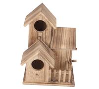 KOMBIUDA Casa Nido para Pájaros de Madera Resistente para Exterior Refugio Seguro para Periquitos y Aves Pequeñas Accesorio para Jardín y Balcón Estilo Rústico sin Puerta Decoración