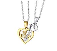 KOMBIUDA Collar Colgante de Pareja Clásico y Moderno, Acero Inoxidable, Cadena de 55 Cm, Accesorio Unisex para San Valentín y Ocasiones Obsequios