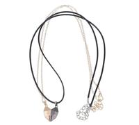 KOMBIUDA Collar Colgante para Parejas Diseño Corazón Rompecabezas 1 Cadena Dorada y 1 Cuerda Negra Ajustable Joyería Sentimental para Uso Diario y Obsequio Romántico