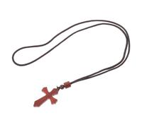 KOMBIUDA Collar con cruz de oración cristiana: colgante de cruz de madera, collar con crucifijo religioso, cadena para suéter, joyería rústica unisex con inspiración cristiana, color marrón.