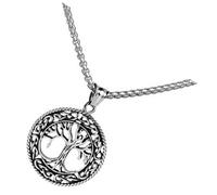 KOMBIUDA Collar de Árbol Vida Unisex de Acero de con Colgante Familiar y Cadena de Perlas Plateada Joyería Simbólica para Hombres y Mujeres Accesorio Diario con Energía Positiva