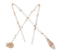 KOMBIUDA Collar De Conchas y Caracol 2 Piezas, Accesorio Creativo De Moda Para Mujer, Colgante Natural Borde Dorado, Estilo Marino Para Cenas y Ocasiones Obsequios, Tamaño Mediano