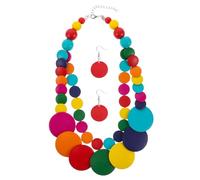 KOMBIUDA Collar de Cuentas de Madera Gruesa Multicapas Bohemio Étnico Africano para Mujer y Niñas Collar Babero Colorido Estilo Tribal Adecuado para Fiestas y Uso Diario