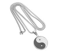 KOMBIUDA Collar de Hombre Acero Inoxidable con Colgante Tai Chi Ying Yang Amuleto Feng Shui Redondo Joyería Espiritual Taoísmo Cadena Resistente y Versátil para Uso Diario